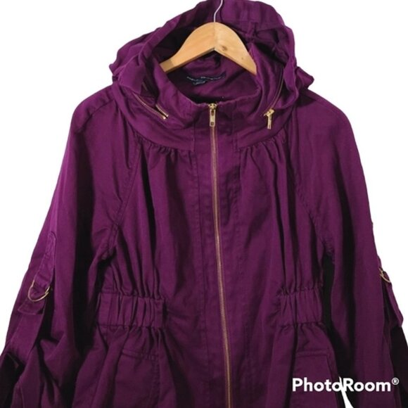 French Connection Underground Purple Twill Cotton & Linen Jacket Women's Size 10 - Picture 5 of 15